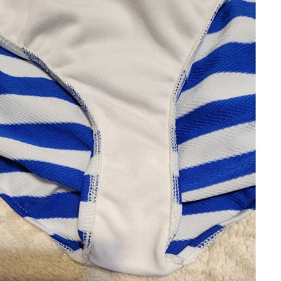 Ralph Lauren Nautical Striped Halter Textured Tankini Bikini Set Size Large - Picture 8 of 8